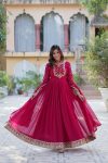 1ATTRACTIVE BLOOMING GEORGETTE EMBROIDERY SEQUENCE WORK GOWN WITH DUPATTA PARTY WEAR WHOLESALE PRICE ETHNIC GARMENT (7)