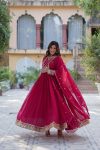 1ATTRACTIVE BLOOMING GEORGETTE EMBROIDERY SEQUENCE WORK GOWN WITH DUPATTA PARTY WEAR WHOLESALE PRICE ETHNIC GARMENT (7)