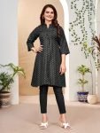 ATTRACTIVE COTTON JACQUARD WORK ONLY KURTI BLACK