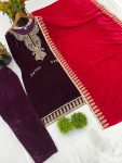 1ATTRACTIVE VISCOSE VELVET SEQUENCE EMBROIDERY WORK TOP BOTTOM WITH DUPATTA FESTIVE WEAR WHOLESALE PRICE ETHNIC GARMENT (8)