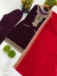 1ATTRACTIVE VISCOSE VELVET SEQUENCE EMBROIDERY WORK TOP BOTTOM WITH DUPATTA FESTIVE WEAR WHOLESALE PRICE ETHNIC GARMENT (8)
