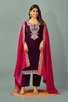 1ATTRACTIVE VISCOSE VELVET SEQUENCE EMBROIDERY WORK TOP BOTTOM WITH DUPATTA FESTIVE WEAR WHOLESALE PRICE ETHNIC GARMENT (8)