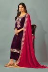 1ATTRACTIVE VISCOSE VELVET SEQUENCE EMBROIDERY WORK TOP BOTTOM WITH DUPATTA FESTIVE WEAR WHOLESALE PRICE ETHNIC GARMENT (8)