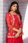 1DESIGNER BHANDEJ EMBROIDERY THREAD WORK PEPLUM STYLE TOP LEHENGA WITH KOTI PARTY WEAR WHOLESALE PRICE ETHNIC GARMENT (10)