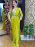 1DESIGNER CHINON EMBRODERY SEQUENCE WORK LEHENGA SAREE WITH BLOUSE AND EXTRA KALI AND WAIST BELT PARTY WEAR WHOLESALE PRICE ETHNIC GARMENT (10)