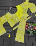 1DESIGNER CHINON EMBRODERY SEQUENCE WORK LEHENGA SAREE WITH BLOUSE AND EXTRA KALI AND WAIST BELT PARTY WEAR WHOLESALE PRICE ETHNIC GARMENT (10)