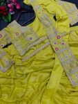 1DESIGNER CHINON EMBRODERY SEQUENCE WORK LEHENGA SAREE WITH BLOUSE AND EXTRA KALI AND WAIST BELT PARTY WEAR WHOLESALE PRICE ETHNIC GARMENT (10)