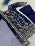 1DESIGNER CHINON EMBROIDERY AND SEQUENCE WORK WITH MOTI LACE BORDER WORK TOP BOTTOM WITH DUPATTA FESTIVE WEAR WHOLESALE PRICE ETHNIC GARMENT (13)