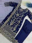 1DESIGNER CHINON EMBROIDERY AND SEQUENCE WORK WITH MOTI LACE BORDER WORK TOP BOTTOM WITH DUPATTA FESTIVE WEAR WHOLESALE PRICE ETHNIC GARMENT (13)