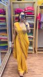 1DESIGNER CHINON EMBROIDERY BORDER WORK READY TO WEAR SAREE WITH STITCHED BLOUSE AND KOTI PARTY WEAR WHOLESALE PRICE ETHNIC GARMENT (23)