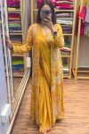 1DESIGNER CHINON EMBROIDERY BORDER WORK READY TO WEAR SAREE WITH STITCHED BLOUSE AND KOTI PARTY WEAR WHOLESALE PRICE ETHNIC GARMENT (23)