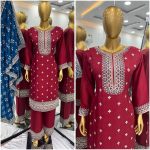 1DESIGNER CHINON SILK EMBROIDERY SEQUENCE WORK TOP PALAZZO WITH DUPATTA FESTIVE WEAR WHOLESALE PRICE ETHNIC GARMENT (19)