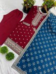 1DESIGNER CHINON SILK EMBROIDERY SEQUENCE WORK TOP PALAZZO WITH DUPATTA FESTIVE WEAR WHOLESALE PRICE ETHNIC GARMENT (19)