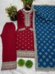 1DESIGNER CHINON SILK EMBROIDERY SEQUENCE WORK TOP PALAZZO WITH DUPATTA FESTIVE WEAR WHOLESALE PRICE ETHNIC GARMENT (19)