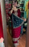 1DESIGNER CHINON SILK EMBROIDERY SEQUENCE WORK TOP PALAZZO WITH DUPATTA FESTIVE WEAR WHOLESALE PRICE ETHNIC GARMENT (19)