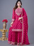 DESIGNER CHINON SILK EMBROIDERY SEQUENCE WORK TOP SHARARA WITH DUPATTA RANI
