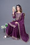 1DESIGNER CHINON SILK EMBROIDERY SEQUENCE WORK TOP SHARARA WITH DUPATTA FESTIVE WEAR WHOLESALE PRICE ETHNIC GARMENT (12)