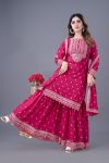 1DESIGNER CHINON SILK EMBROIDERY SEQUENCE WORK TOP SHARARA WITH DUPATTA FESTIVE WEAR WHOLESALE PRICE ETHNIC GARMENT (13)