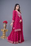 1DESIGNER CHINON SILK EMBROIDERY SEQUENCE WORK TOP SHARARA WITH DUPATTA FESTIVE WEAR WHOLESALE PRICE ETHNIC GARMENT (13)