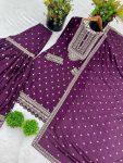 1DESIGNER CHINON SILK EMBROIDERY SEQUENCE WORK TOP SHARARA WITH DUPATTA FESTIVE WEAR WHOLESALE PRICE ETHNIC GARMENT (12)