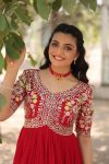 1DESIGNER FAUX BLOOMING EMBROIDERY ZARI SEQUENCE WORK GOWN FESTIVE WEAR WHOLESALE PRICE ETHNIC GARMENT (7)