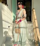 1DESIGNER FAUX GEORGETTE EMBROIDERY WORK PALAZZO BLOUSE WITH SHRUG AND WAIST BELT PARTY WEAR WHOLESALE PRICE ETHNIC GARMENT (4)