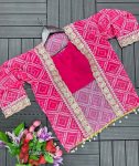 1DESIGNER GEORGETTE EMBROIDERY WORK DHOTI STYLE DRAPE SKIRT BLOUSE WITH KOTI PARTY WEAR WHOLESALE PRICE ETHNIC GARMENT (14)