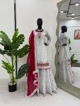1DESIGNER GEORGETTE THREAD WITH SEQUENCE WORK TOP SHARARA WITH DUPATTA FESTIVE WEAR WHOLESALE PRICE ETHNIC GARMENT (13)