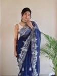 1DESIGNER ORGANZA SILVER ZARI EMBROIDERY WORK WITH FULL BODY BUTTI AND HANDMADE SEQUENCE CUT DANA BORDER WORK SAREE WITH UNSTITCHED BLOUSE PARTY WEAR WHOLESALE PRICE ETHNIC GARM (4)
