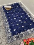 1DESIGNER ORGANZA SILVER ZARI EMBROIDERY WORK WITH FULL BODY BUTTI AND HANDMADE SEQUENCE CUT DANA BORDER WORK SAREE WITH UNSTITCHED BLOUSE PARTY WEAR WHOLESALE PRICE ETHNIC GARM (4)