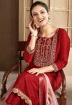 1DESIGNER RAYON SLUB EMBROIDERY WORK TOP BOTTOM WITH DUPATTA FESTIVE WEAR WHOLESALE PRICE ETHNIC GARMENT (8)