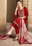 1DESIGNER RAYON SLUB EMBROIDERY WORK TOP BOTTOM WITH DUPATTA FESTIVE WEAR WHOLESALE PRICE ETHNIC GARMENT (8)