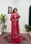 1FANCY CHINON SILK PLAIN READY TO WEAR SAREE WITH EMBROIDERY SEQUENCE WOTK STITCHED BLOUSE AND KOTI PARTY WEAR WHOLESALE PRICE ETHNIC GARMENT (16)