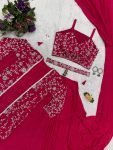 1FANCY CHINON SILK PLAIN READY TO WEAR SAREE WITH EMBROIDERY SEQUENCE WOTK STITCHED BLOUSE AND KOTI PARTY WEAR WHOLESALE PRICE ETHNIC GARMENT (16)