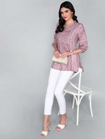 FANCY COTTON DIGITAL PRINTED TOP  LAVANDER