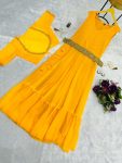 1FANCY GEORGETTE EMBROIDERY WORK ON NACK GOWN WITH KOTI AND WASIT BELT PARTY WEAR WHOLESALE PRICE ETHNIC GARMENT (15)
