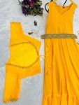 1FANCY GEORGETTE EMBROIDERY WORK ON NACK GOWN WITH KOTI AND WASIT BELT PARTY WEAR WHOLESALE PRICE ETHNIC GARMENT (15)