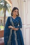 1FANCY GEORGETTE ZARI AND SEQUENCE EMBROIDERY WORK GOWN WITH DUPATTA FESTIVE WEAR WHOLESALE PRICE ETHNIC GARMENT (7)