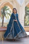 1FANCY GEORGETTE ZARI AND SEQUENCE EMBROIDERY WORK GOWN WITH DUPATTA FESTIVE WEAR WHOLESALE PRICE ETHNIC GARMENT (7)