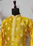 1FANCY MONO SILK EMBROIDERY SEQUENCE WORK MEN’S KURTA PAYJAMA FESTIVE WEAR WHOLESALE PRICE ETHNIC GARMENT (13)