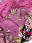 1FANCY ROMAN SILK EMBROIDERY WORK TOP BOTTOM WITH DUPATTA FESTIVE WEAR WHOLESALE PRICE ETHNIC GARMENT (22)