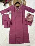 1FANCY ROMAN SILK EMBROIDERY WORK TOP BOTTOM WITH DUPATTA FESTIVE WEAR WHOLESALE PRICE ETHNIC GARMENT (22)