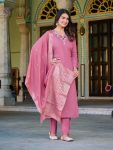 1FANCY ROMAN SILK EMBROIDERY WORK TOP BOTTOM WITH DUPATTA FESTIVE WEAR WHOLESALE PRICE ETHNIC GARMENT (22)