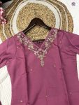 1FANCY ROMAN SILK EMBROIDERY WORK TOP BOTTOM WITH DUPATTA FESTIVE WEAR WHOLESALE PRICE ETHNIC GARMENT (22)