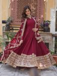 1FANCY STAR GEORGETTE EMBROIDERY ZARI SEQUENCE WORK GOWN WITH DUPATTA FESTIVE WEAR WHOLESALE PRICE ETHNIC GARMENT (8)