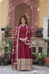 1FANCY STAR GEORGETTE EMBROIDERY ZARI SEQUENCE WORK GOWN WITH DUPATTA FESTIVE WEAR WHOLESALE PRICE ETHNIC GARMENT (8)