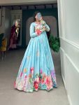 1FANCY TUSSAR SILK FLORAL PRINT GOWN FESTIVE WEAR WHOLESALE PRICE ETHNIC GARMENT (5)