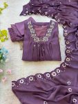 1FANCY VICHITRA SILK HAND WORK GOWN BOTTOM WITH DUPATTA PARTY WEAR WHOLESALE PRICE ETHNIC GARMENT (22)