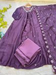 1FANCY VICHITRA SILK HAND WORK GOWN BOTTOM WITH DUPATTA PARTY WEAR WHOLESALE PRICE ETHNIC GARMENT (22)