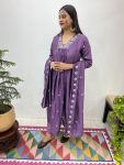 1FANCY VICHITRA SILK HAND WORK GOWN BOTTOM WITH DUPATTA PARTY WEAR WHOLESALE PRICE ETHNIC GARMENT (22)